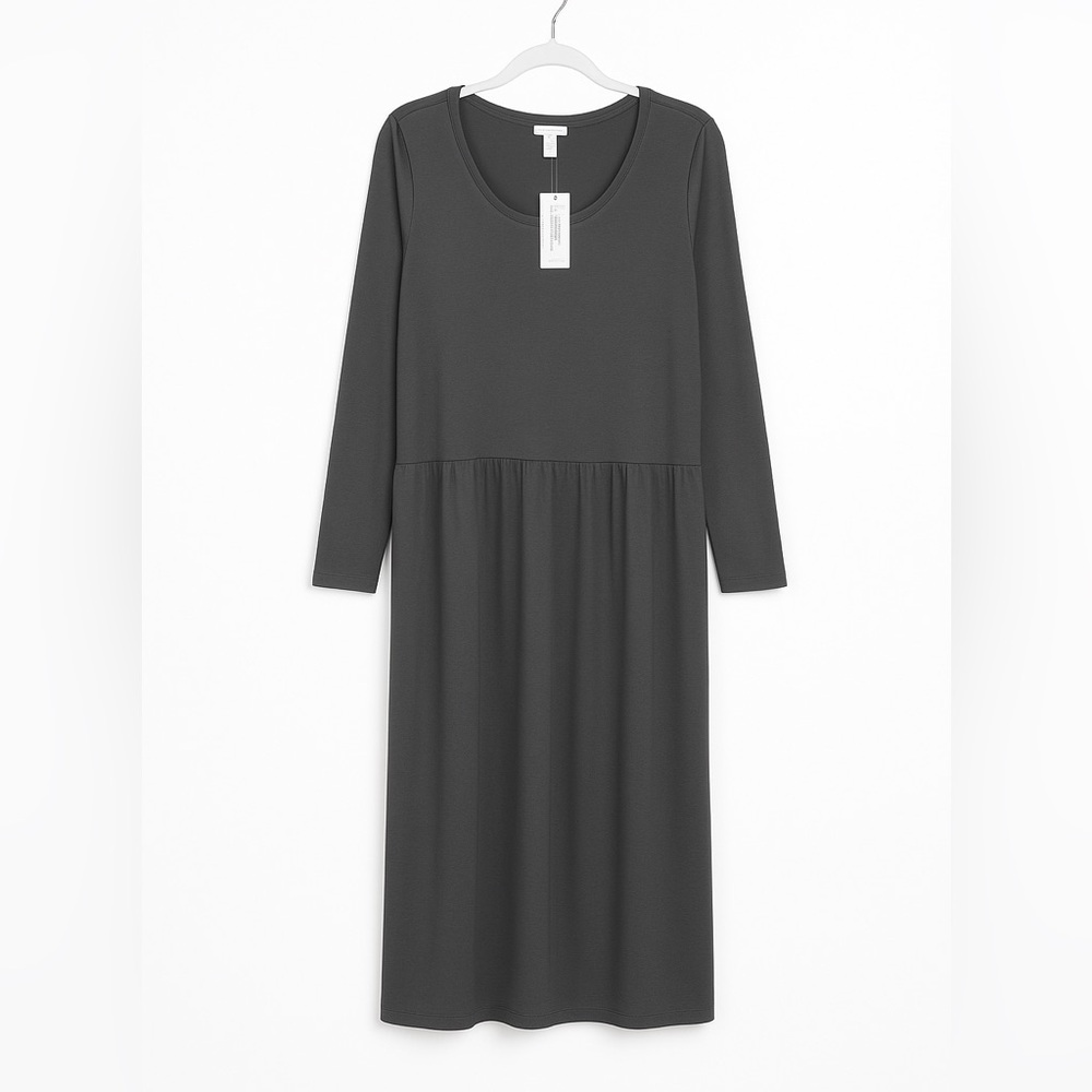 Canyon Retreat Charcoal Gray Long Sleeve Midi Dress – Multiple Sizes Available